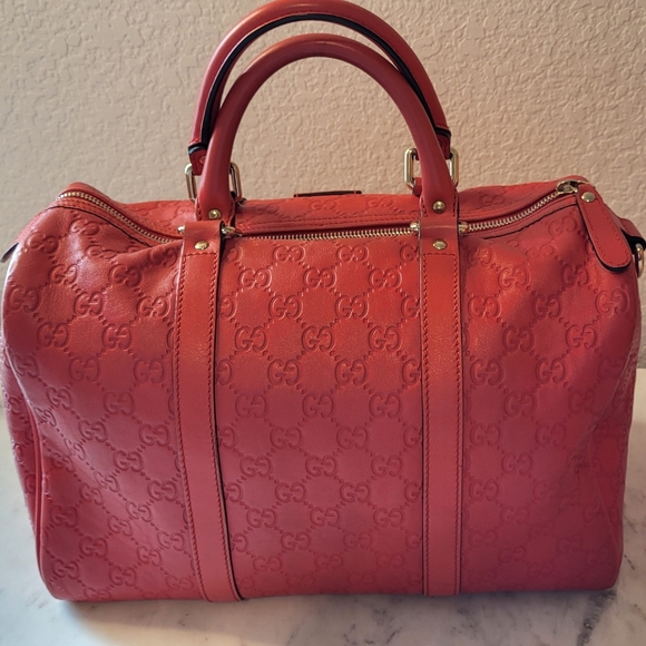 GUCCI RED GUCCISSIMA LEATHER JOY BOSTON HANDBAG - Picture 3 of 11